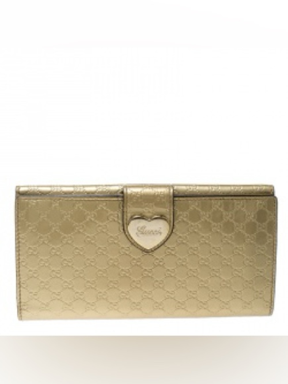 Auth GUCCI Gold Leather Wallet W/Chain, Heart Gg Yellow Leather Italy - Picture 6 of 12